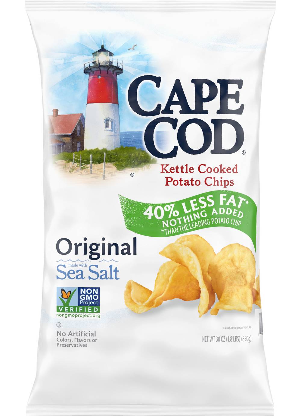 Cape Cod Reduced Fat Kettle Cooked Potato Chips, Sea Salt (30 oz)