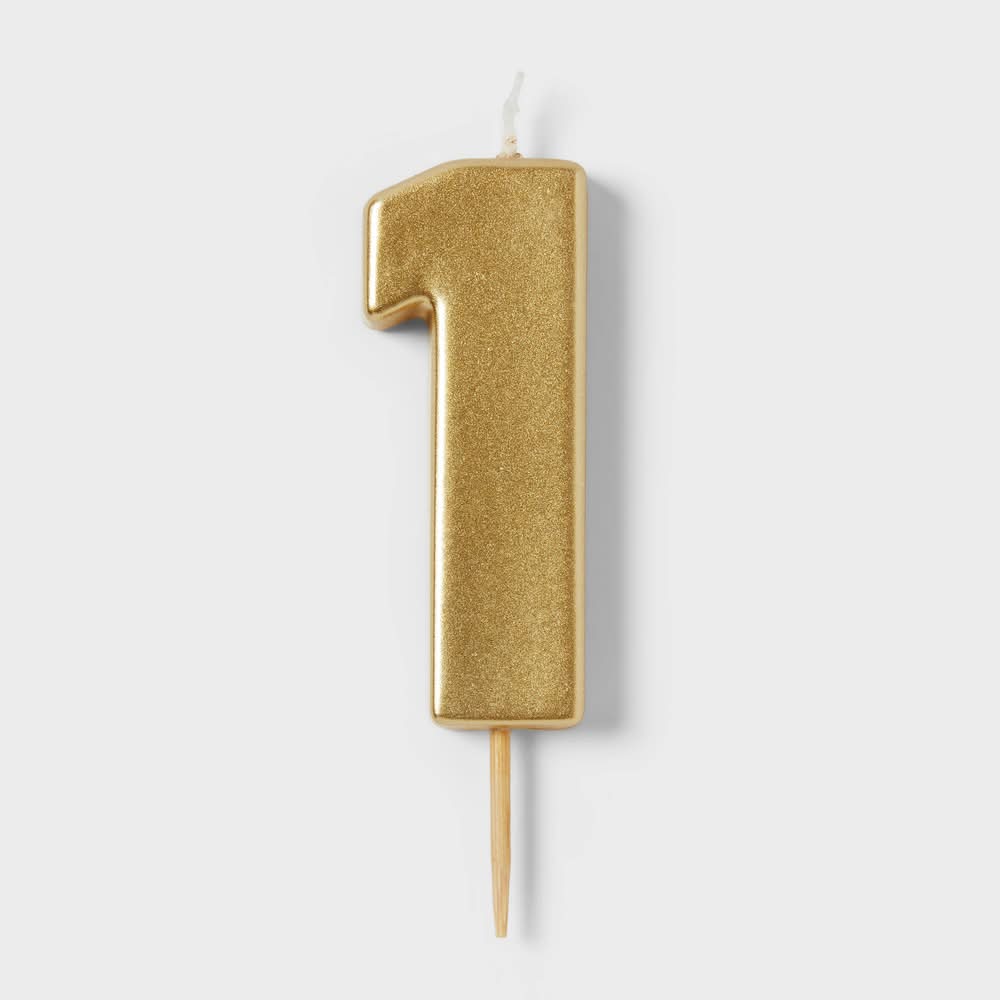 Spritz Number 1 Birthday Candle, Gold
