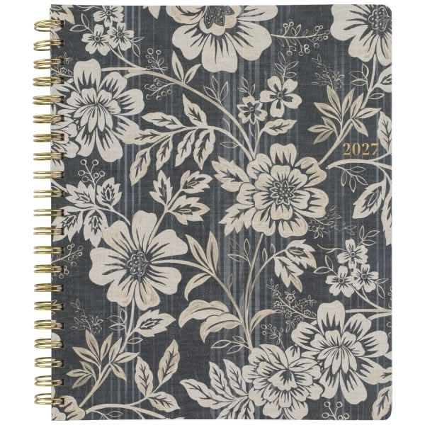 Mead Cambridge® Denim Blooms 2027 Monthly Planner and Notes, Large, 8 1/2" x 11"