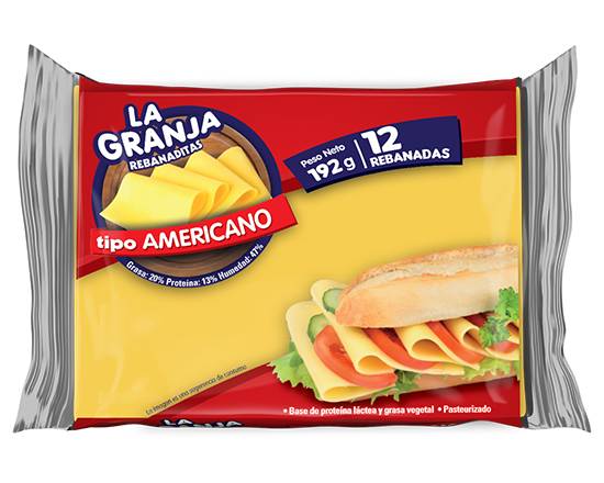 Queso Americano La Granja Rebanado Bolsa 12 U