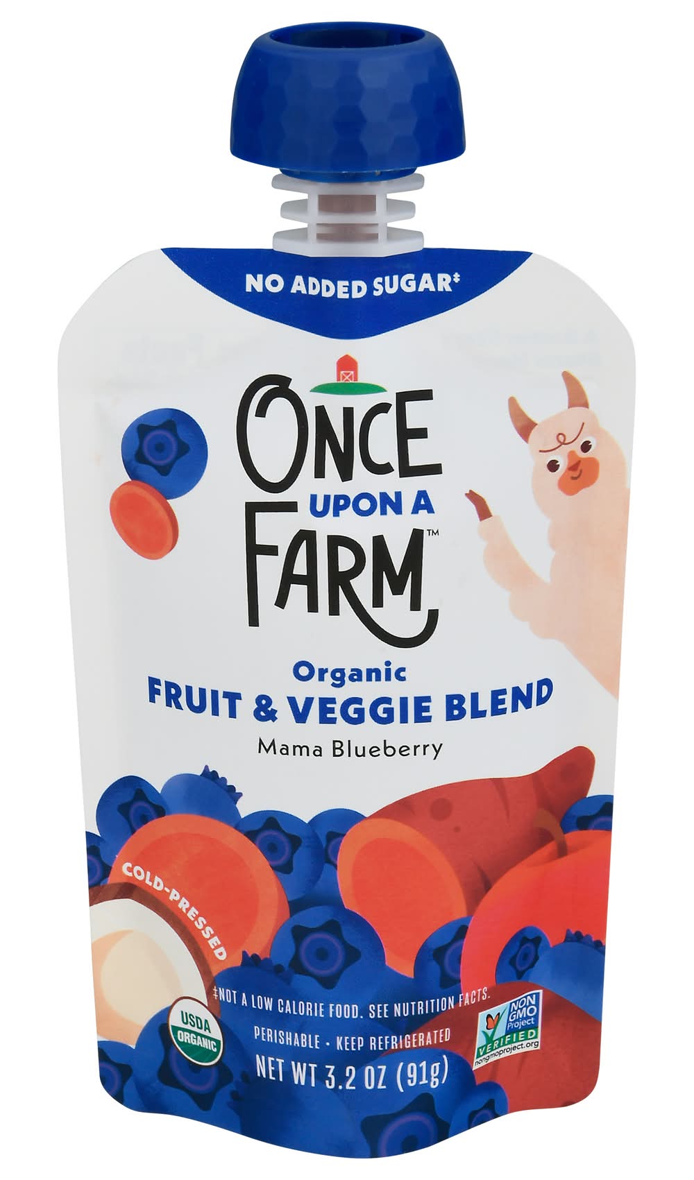 Once Upon a Farm Organic Fruit & Veggie Blend Baby Food, Mama Blueberry (3.2 oz)