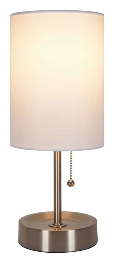 Hampton Bay Eastcott 15 In. Table Lamp, Brushed Nickel Finish