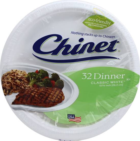 Chinet 10.3" Classic White Dinner Plates (32 ct)