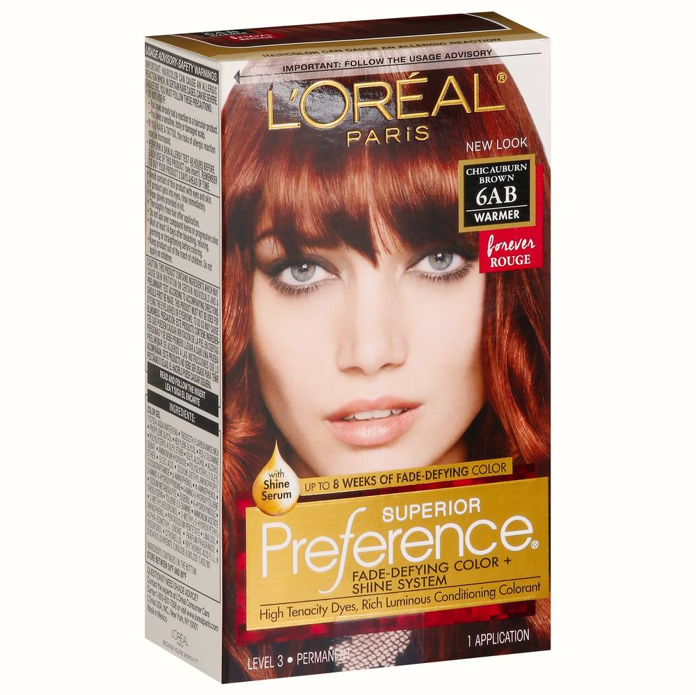 L'Oreal Paris Superior Preference Permanent Hair Color, 6AB Chic Auburn Brown