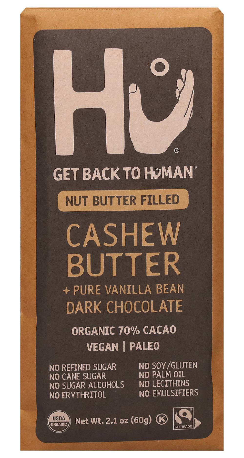 Hu Dark Chocolate Bars, Cashew Butter+Pure Vanilla Bean (2.1 oz)