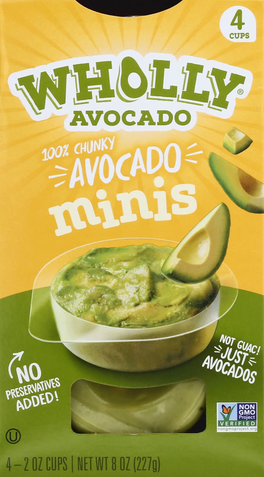 Wholly Guacamole Smashed Avocado Nothing Added Minis Guacamole (4 x 2 oz)