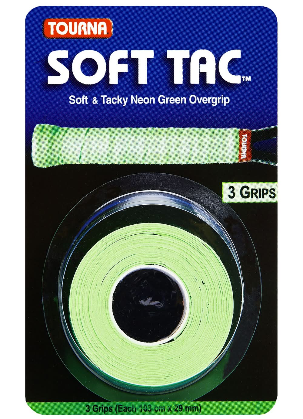 Tourna Soft Tac Tennis Racquet Overgrip (Neon Green)