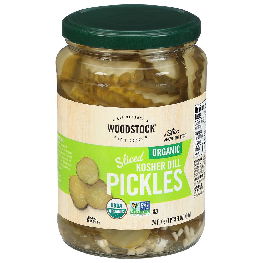 Woodstock Organic Vegan Kosher Sliced Dill Pickles (24 fl oz)