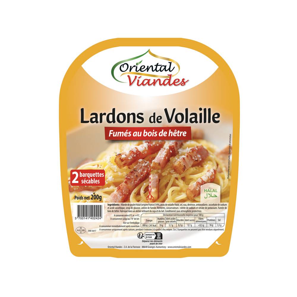 Oriental Viandes - Lardons de volaille fumés halal (2)