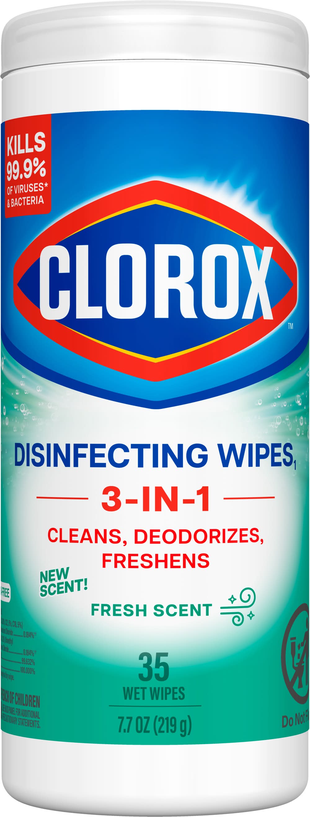 Clorox Disinfecting Cleaning Wet Wipes, Fresh (7.7 oz, 35 ct)