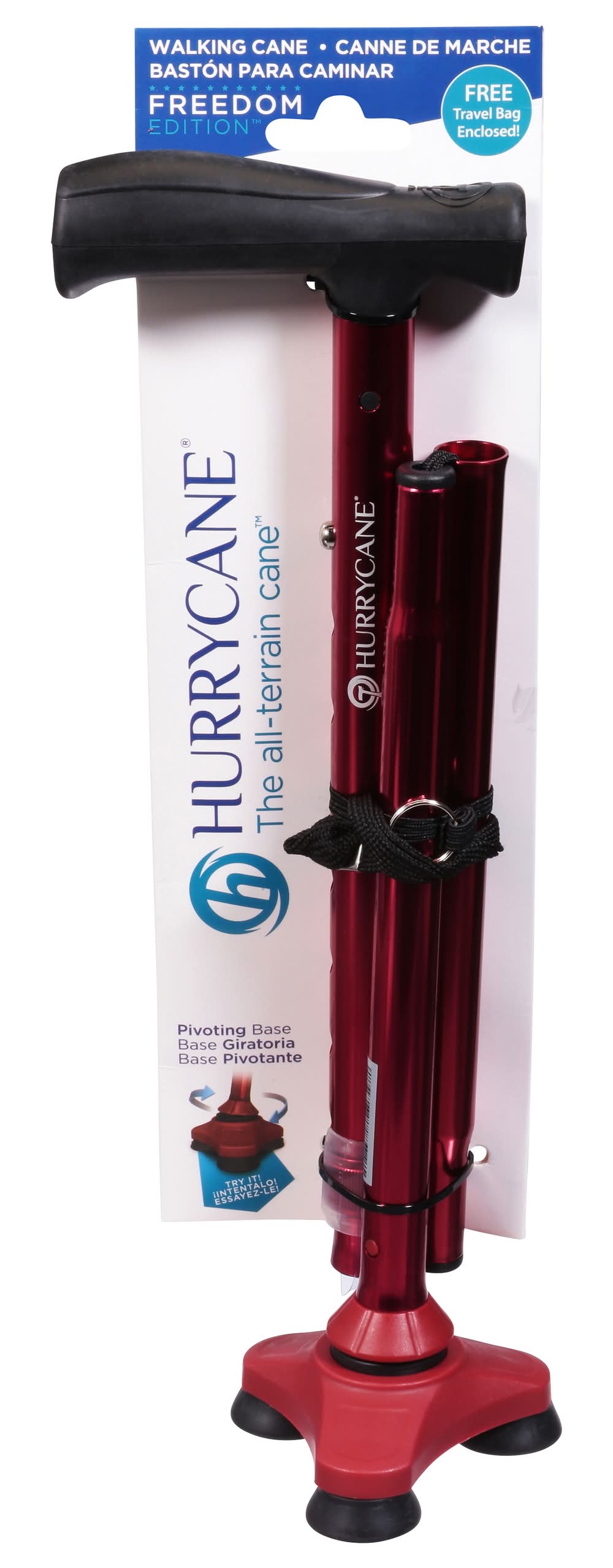 HurryCane Red the All-Terrain Cane (1.1 lbs)