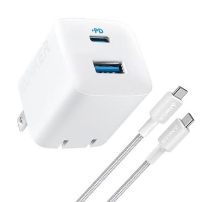 Anker 2-Port 33w Wall Charger With Lightning To Usb-C Cable, White