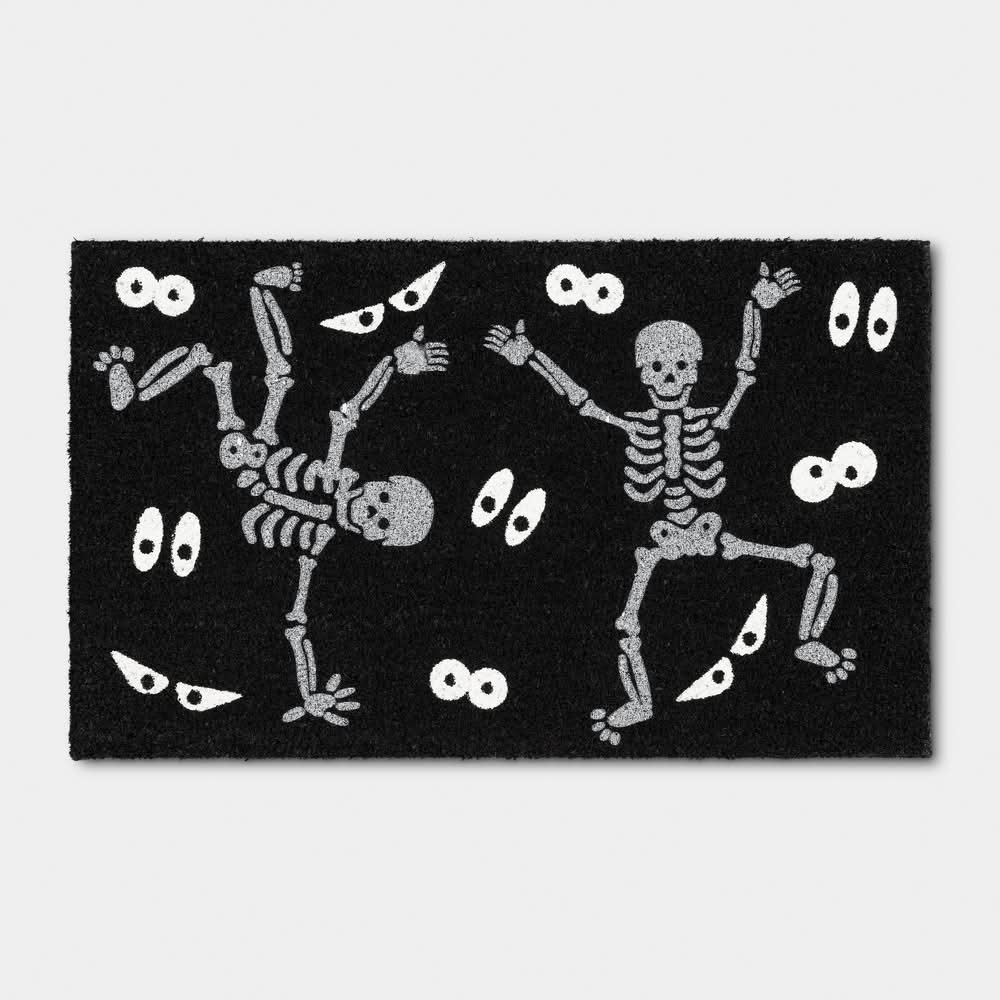18"x30" Dancing Skeleton with Glow in the Dark Eyes Bone Parlour Halloween Coir Doormat - Hyde and EEK! Boutique™