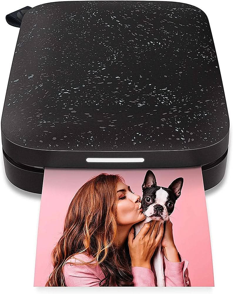HP - Sprocket Portable 2" x 3" Instant Photo Printer, Prints From iOS or Android Devices - Black Noir