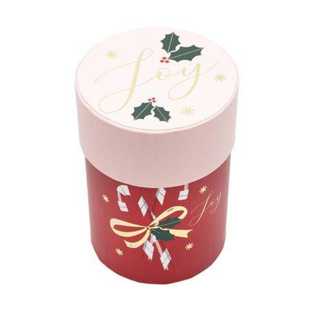 Holiday Time Red Candy Cane Round Candle Gift Box, 4” X 4”, 1 Count