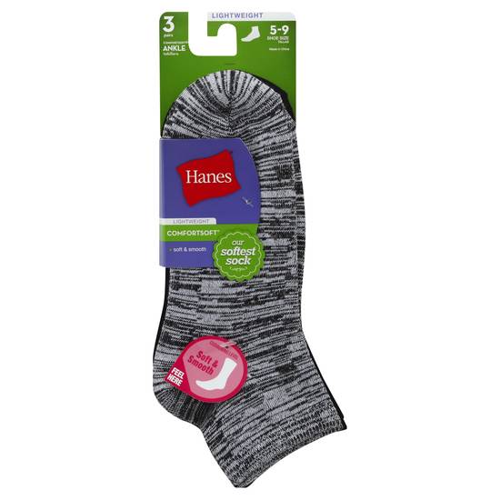 Hanes Comfortsoft Lightweight Ankle Socks (5-9)