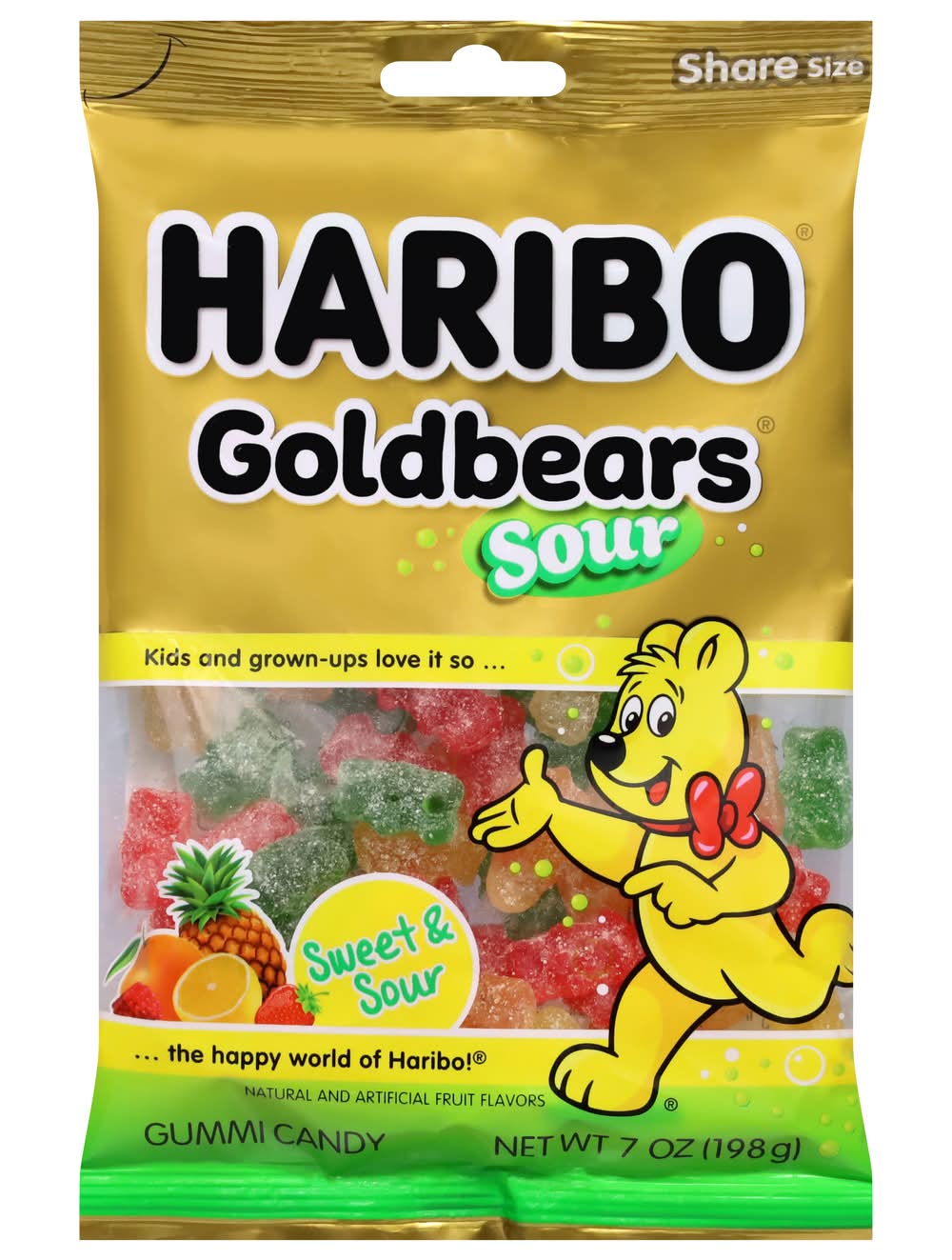 Haribo Share Size Gummi Candy, Sour Goldbears (7 oz)