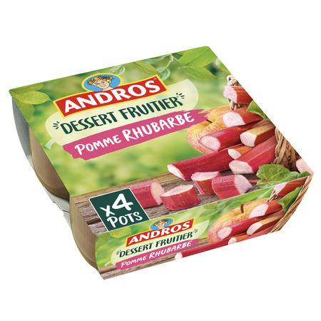 Compote pomme rhubarbe ANDROS - les 4 pots de 100g