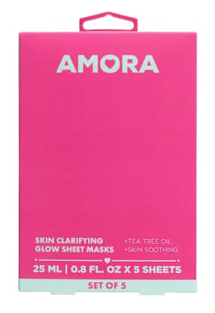 Amora Skin Clarifying Glow Sheet Masks Set Of 5 0.8 Fl.Oz