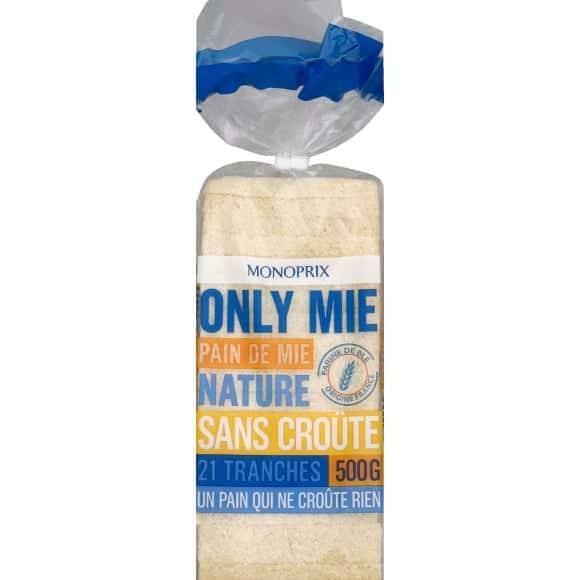 Monoprix Pain De Mie Nature Sans Croûte Le Paquet De 21 Tranches - 500 G