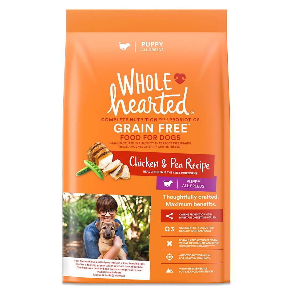 Whole Hearted alimento seco libre de granos para cachorro de todas las razas (Todas las razas/Receta pollo y chícharo)