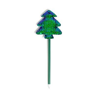 Les Produits U Novelty Christmas Tree Pen Teal Seqin Ink Ballpoint Stationery Gift, 11.34", Black