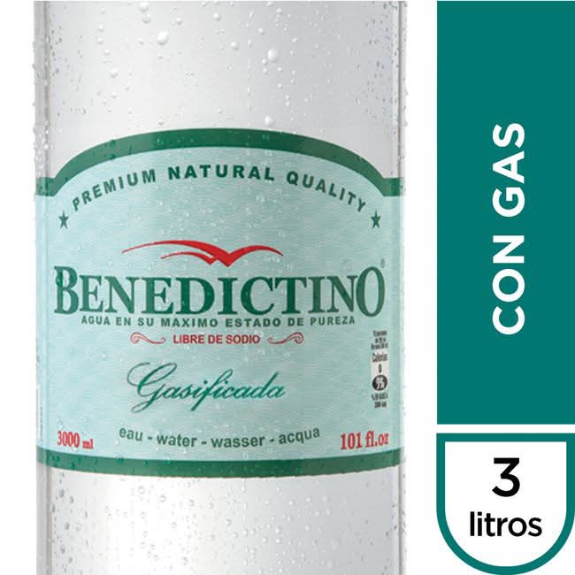 Benedictino · Agua mineral purificada gasificada (3 L)