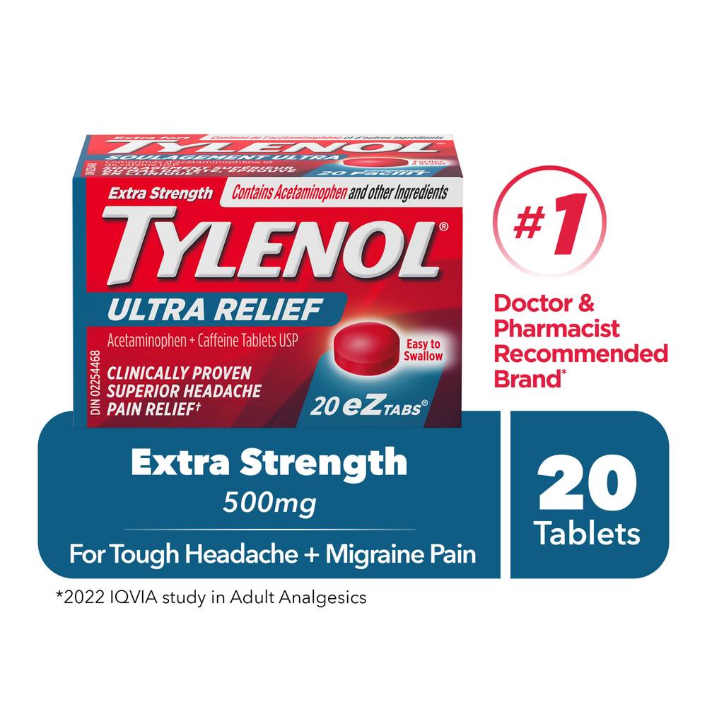 Tylenol Ultra Relief Acetaminophen + Caffeine Tablets