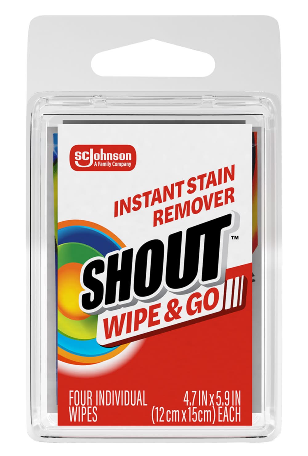 Shout Wipes & Go Instant Stain Remover Wipes, 4.7x5.9 in (4 ct)