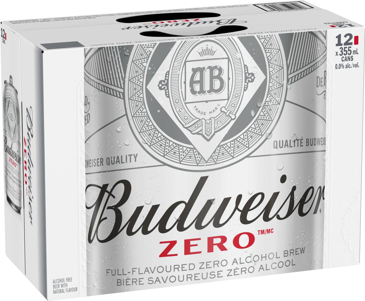 Budweiser Zero Non-Alcoholic Beer Cans (12x355ml)