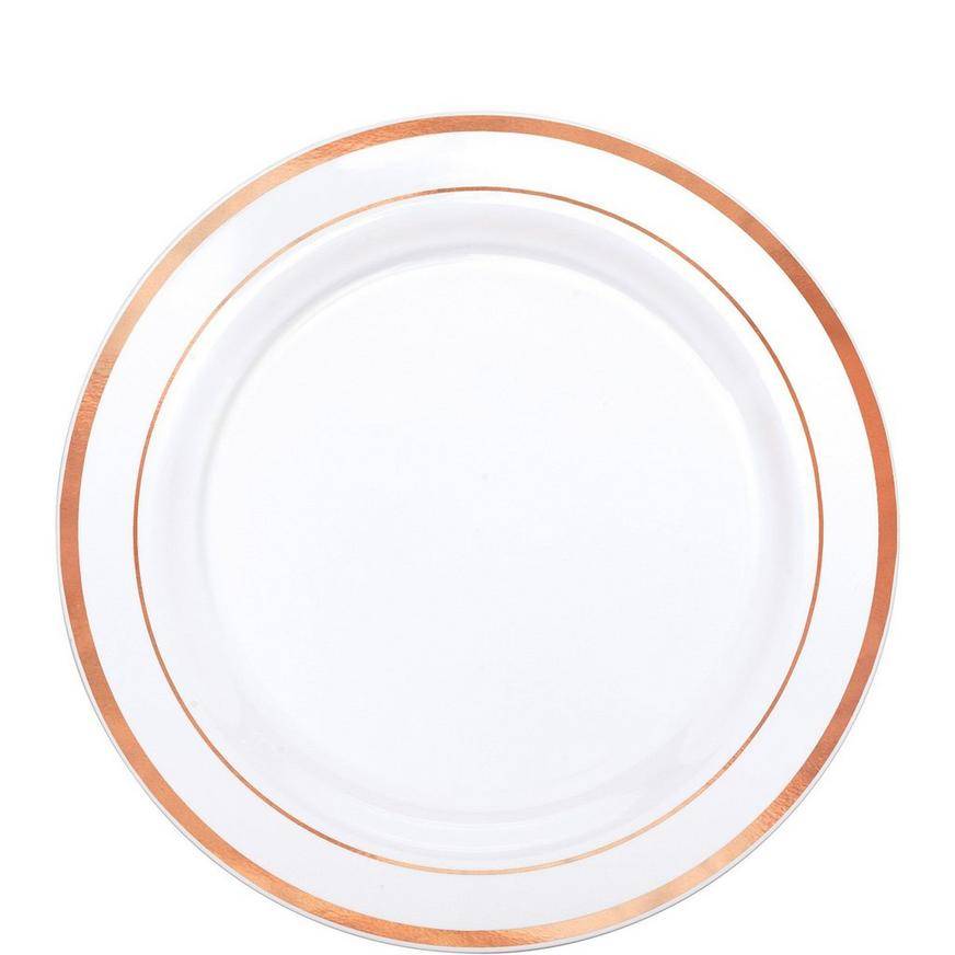 Rose Gold-Trimmed Premium Plastic Lunch Plates, 7.5in, 20ct