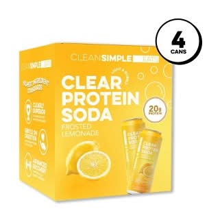 Clean Simple Eats Clear Protein Soda, Frosted Lemonade (4 x 16 fl oz)