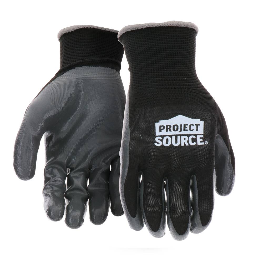 Project Source Small/Medium Gray Nitrile Dipped Polyester Gloves, (1-Pair) | LW37103-SM