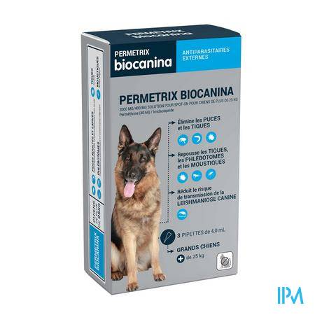 Biocanina Permetrix Grand Chien Boite De 3 Pipettes Antiparasitaire - Vétérinaire