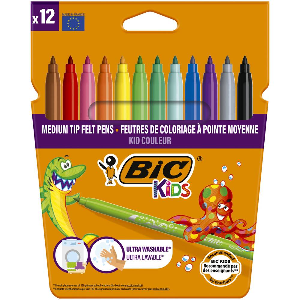 Bic - Feutres de coloriage kids couleur encre lavable (12 pièces)