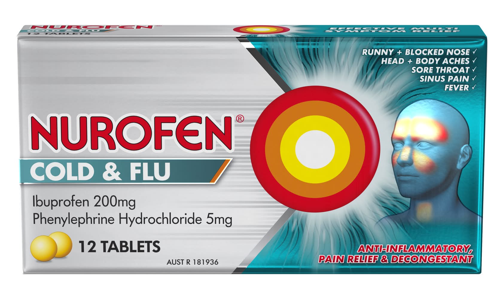 Nurofen Ibuprofen 200 mg Cold & Flu Tablets (12 pack)