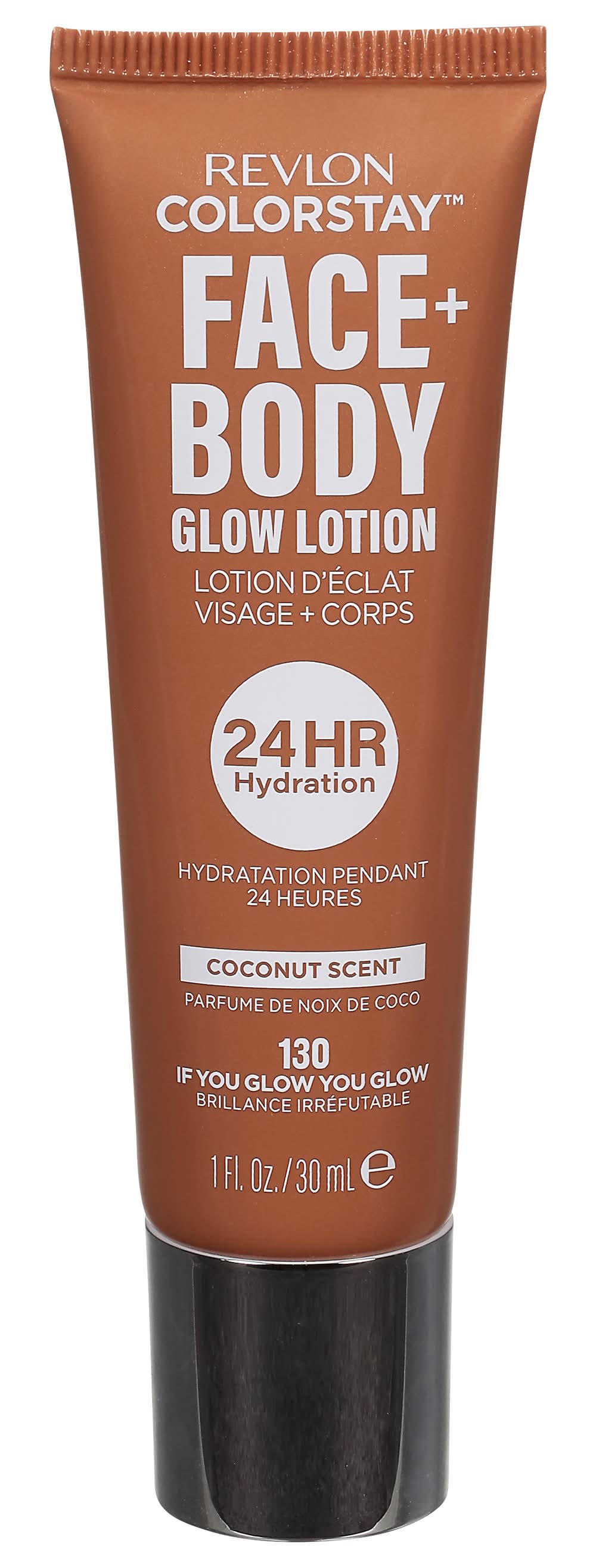 Revlon Colorstay 24 Hr Hydration Face and Body Glow Lotion, Coconut, 130 If You Glow You Glow (1 fl oz)
