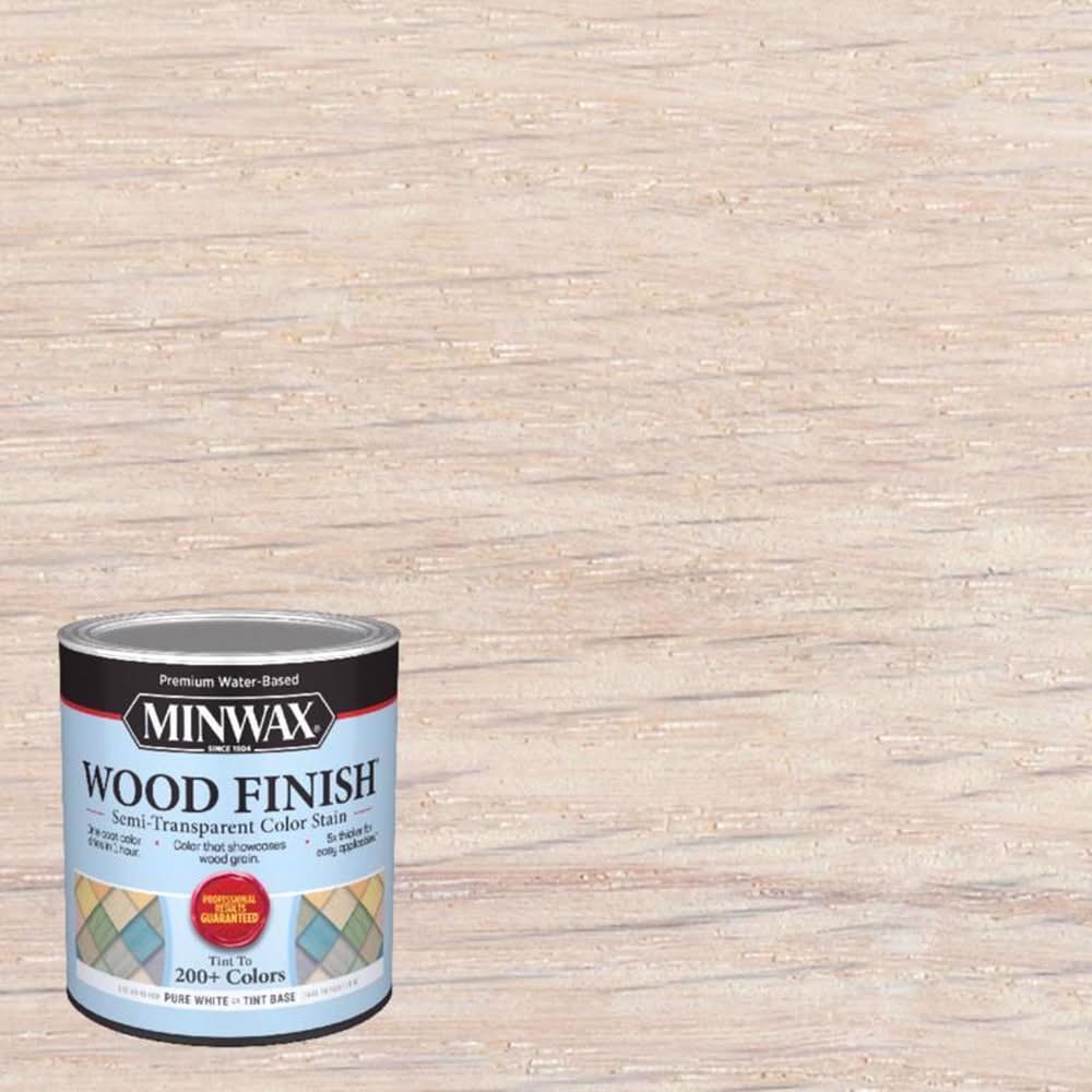 Minwax Wood Finish Water-Based Semi-Transparent Pure White Tint Base Wood Stain 1 Qt
