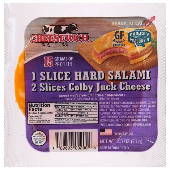 Cheesewich Hard Salami & Colby Jack Cheese