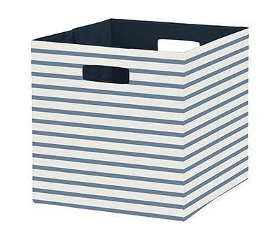 13" Blue & White Stripe Fabric Bin