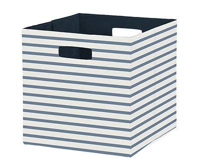 Real Living Stripe Fabric Bin, Blue & White