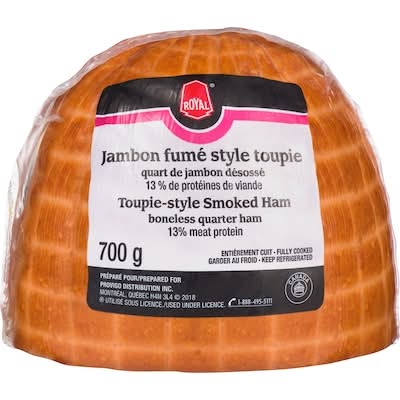 Royal quart de jambon fumé désossé style toupie - toupie-style quarter of boneless smoked ham