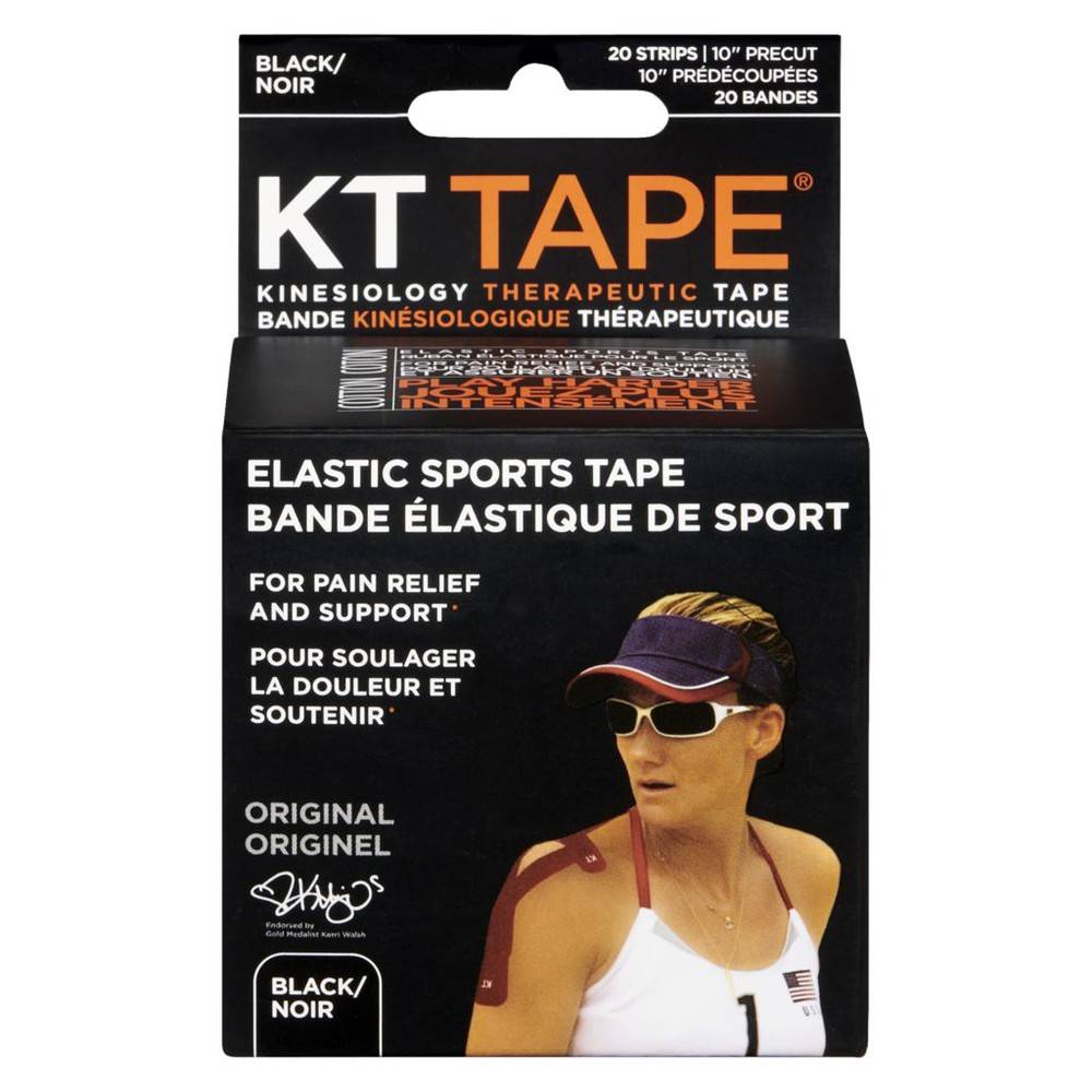 KT Tape Kinesiology Tape, Black (20 ea)