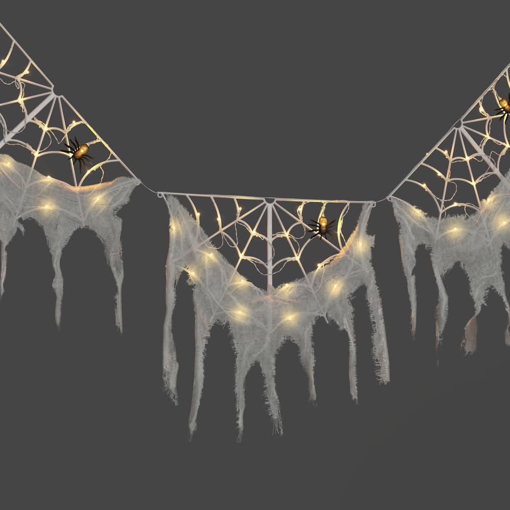 Hyde and EEK! Boutique Led Lit Halloween Web & Gauze Garland, White (60 ct)