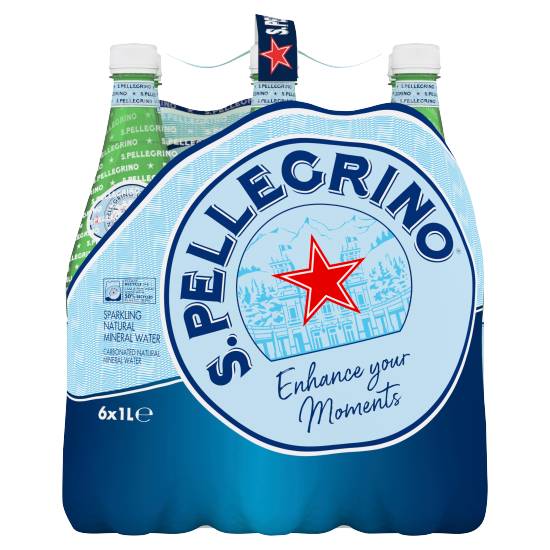 San Pellegrino Sparkling Natural Mineral Water (6 ct, 1L)