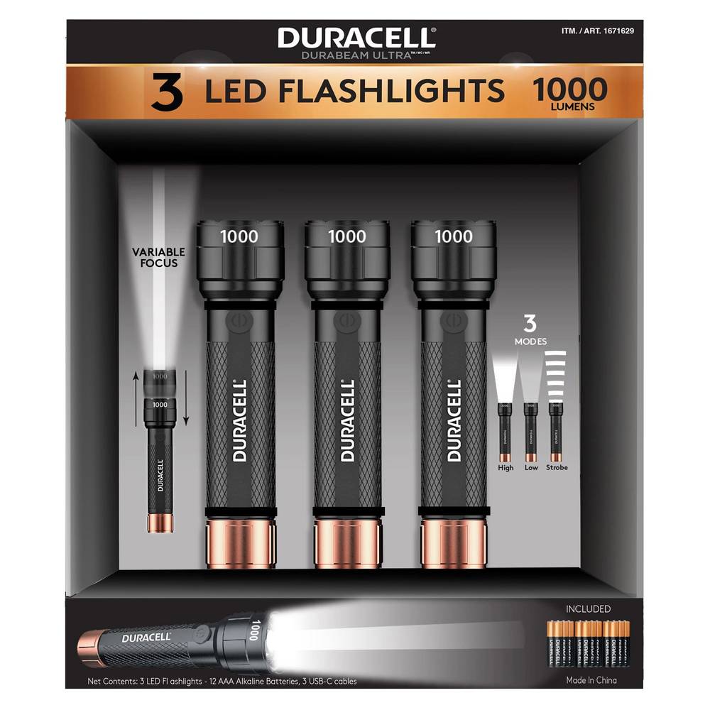 Duracell 4aaa Led Flashlights (3ct)