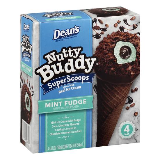 Friendlys Nutty Buddy Super Scoops Mint Fudge Ice Cream (4 ct)
