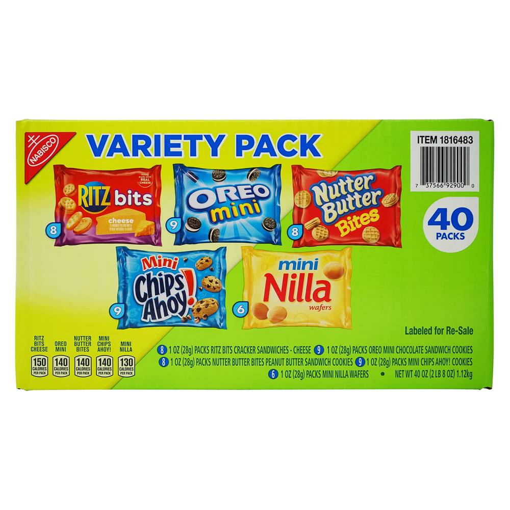 Nabisco Cookies & Crackers, Variety Pack, 1 oz, 40-count