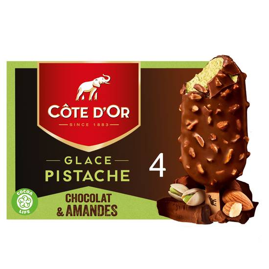 Côte d'Or - Bâtonnet glacé pistache chocolat amandes  (4 pièce)