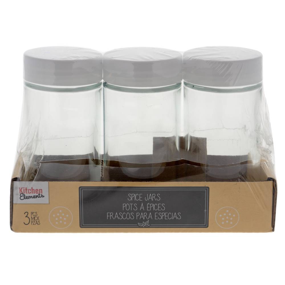 Glass Spice Jars, 3 pack (Assorted)